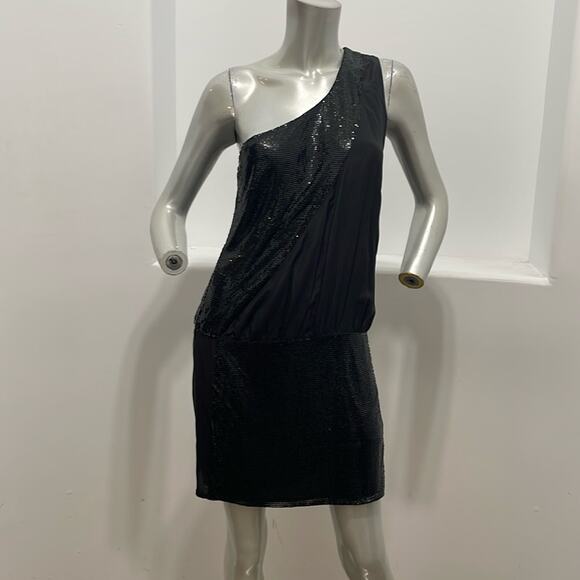 Sheri Bodell One Shoulder Beaded Dress  Black Size S - Picture 12 of 12
